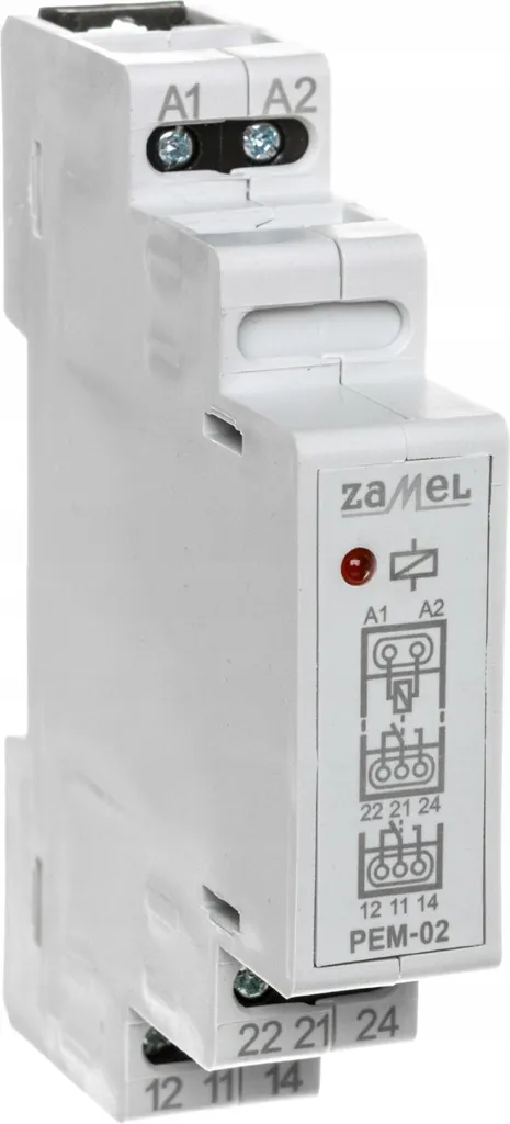 Relais de commande 24V AC/DC modulaire à deux contacts inverseurs