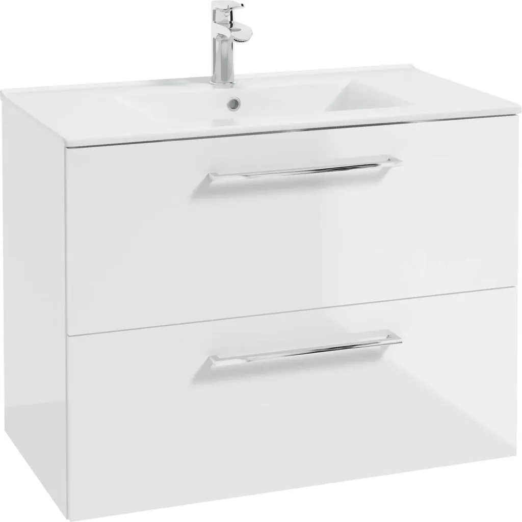 Armoire de toilette suspendue 80 cm blanc laqué à tiroirs soft-close