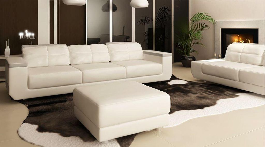 Luxus 3 Sitzer Couch Polster Möbel Sofa Leder Polsterstoff Textil Couch Sofas