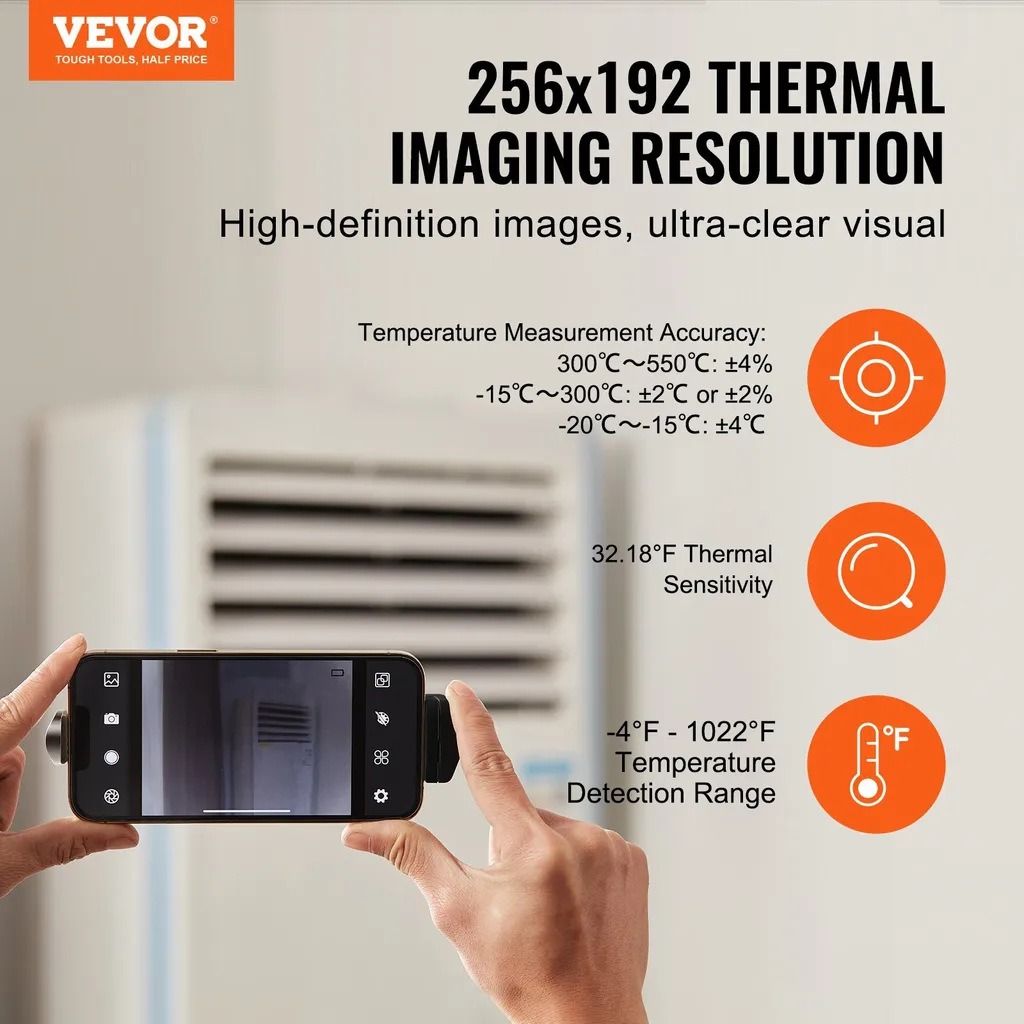 Caméra thermique haute résolution 256x192 pixels WLAN pour iOS et Android