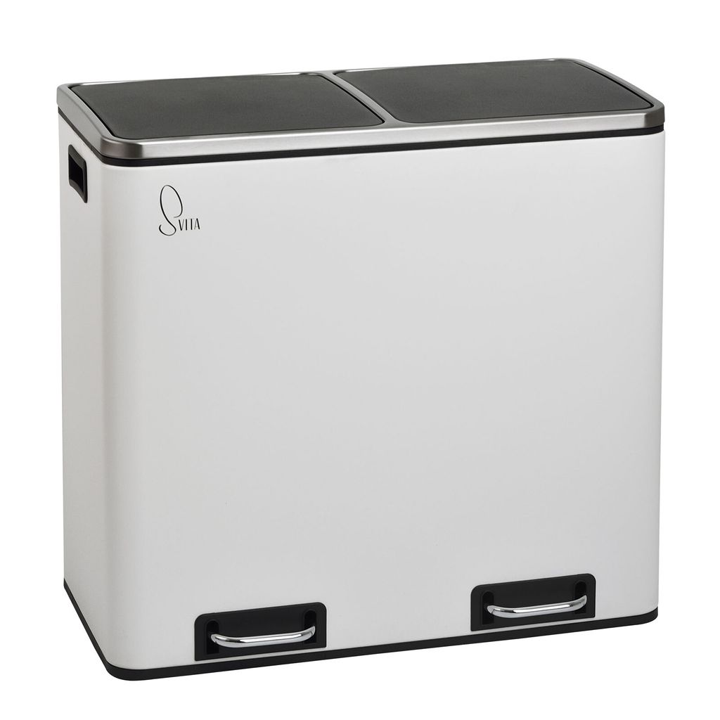 SVITA TM2X24 Treteimer 48 Liter Weiß Abfalleimer Mülleimer Produktbild 