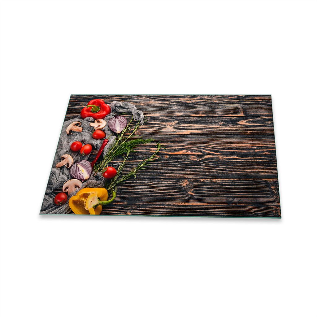 Herdabdeckplatte Glaskeramik 1 Teilig 80x52 Paprika Braun Abdeckung Glas Spritzschutz