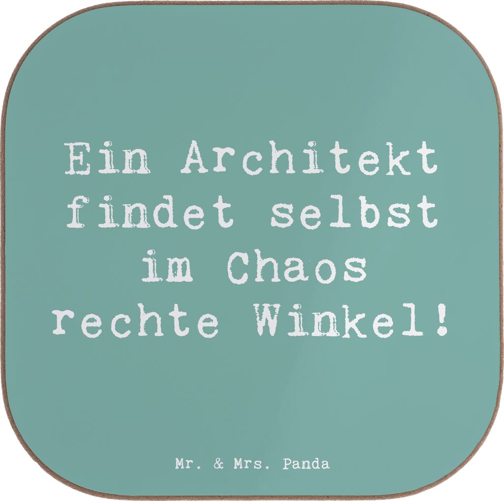 Mr. & Mrs. Panda Untersetzer Glas Spruch Architekt Chaos - Meeresbrise - Geschenk, Ordnung im, Getränkeuntersetzer, Architektenspruch, Berufsprodu...