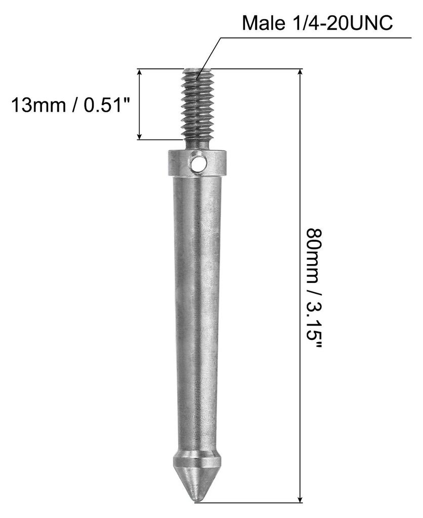 1/4" Gewinde Stativ Stachel 80mm Kamera Stativ Boden Stachel Schraube Edelstahl Stachel Montage Adapter fš¹r Einbeinstativ Stil 1 Silber