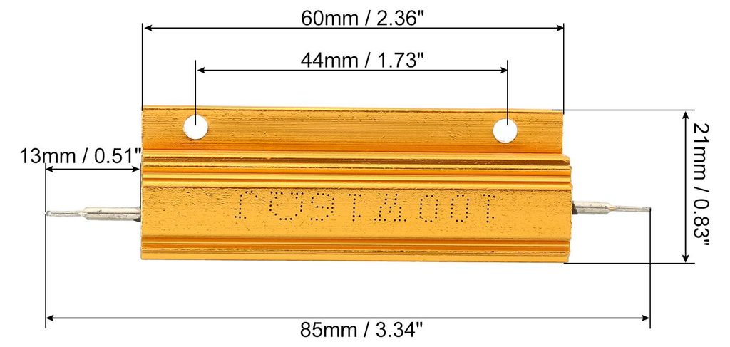 5 Stš¹ck 100W 16 Ohm Aluminium Hš¹lle Widerstand Geh?use Draht Widerst?nde Schraube Tap Leistungswiderstand Goldton
