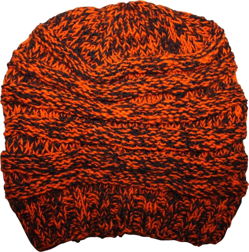 Wollmütze - orange - braun - warme Strickmütze