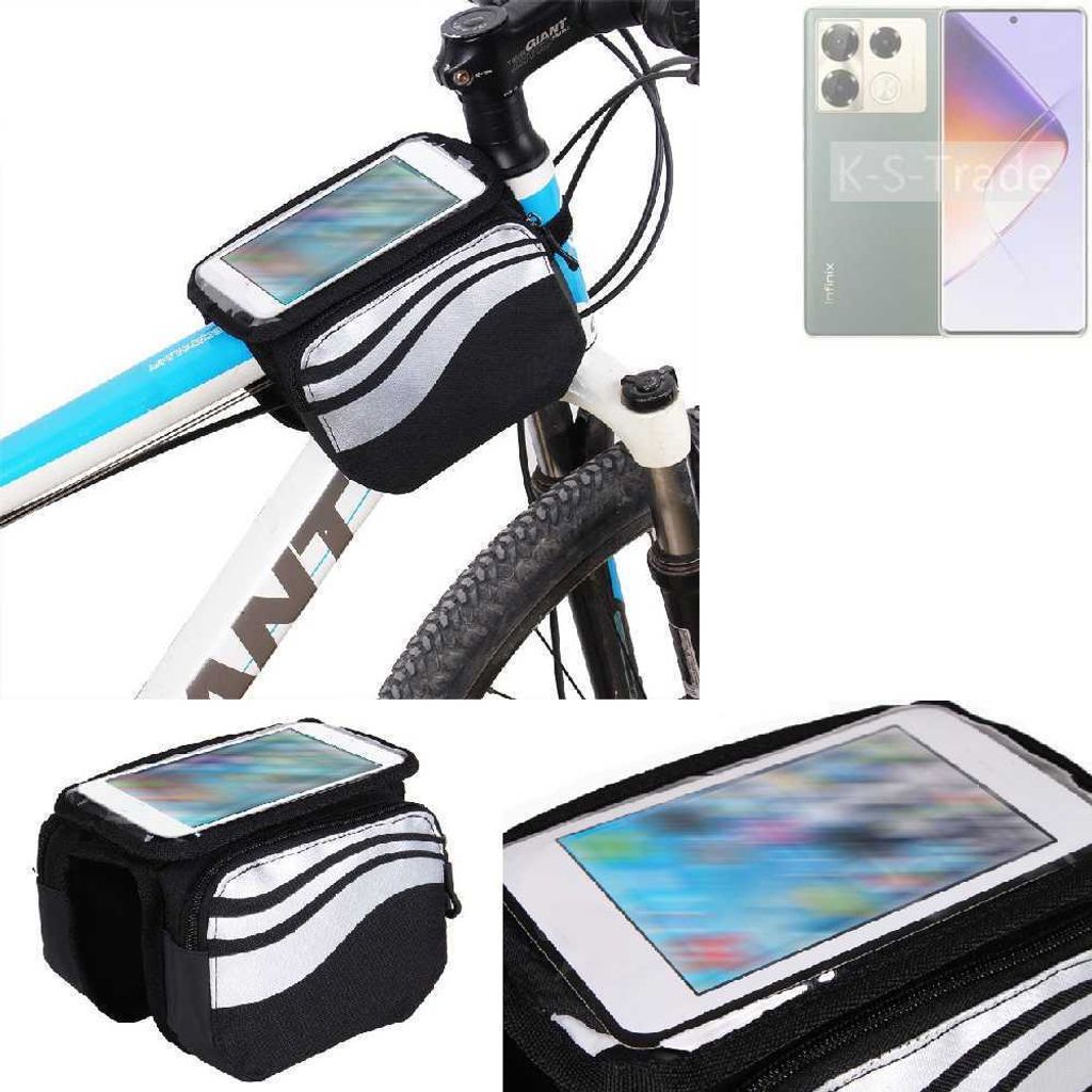 K-S-Trade Rahmentasche Fahrrad-Halterung kompatibel mit Infinix Note 40 Pro+ 5G Rahmenhalterung Fahrrad Handyhalterung Fahrradtasche Handy Smartphone