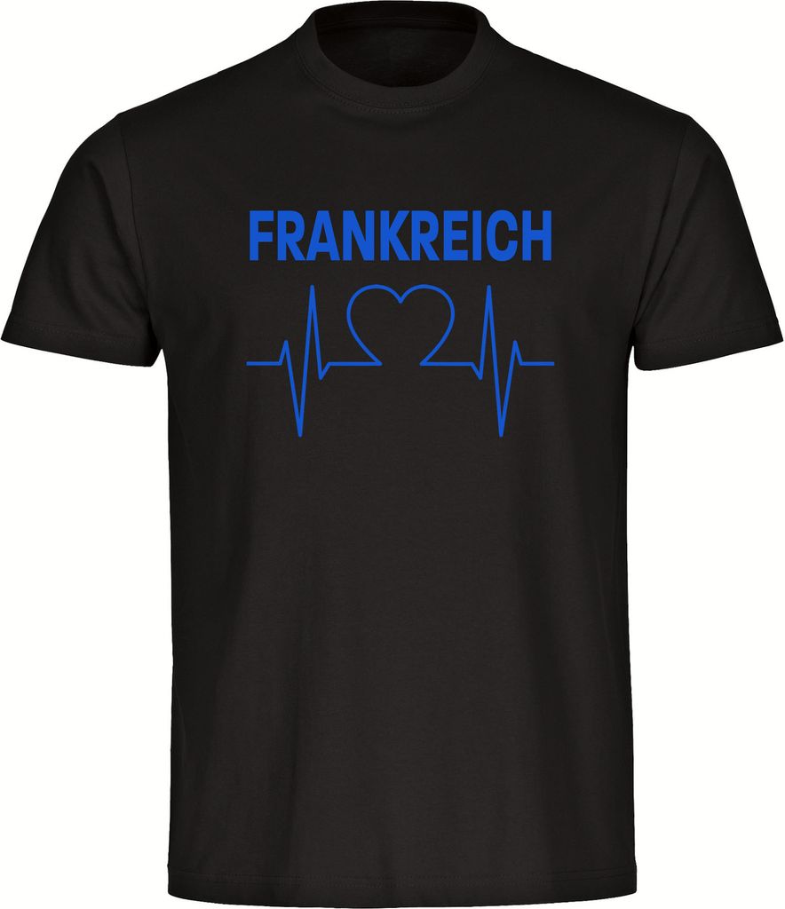 multifanshop Herren T-Shirt - Frankreich - Herzschlag, schwarz, Größe 4XL