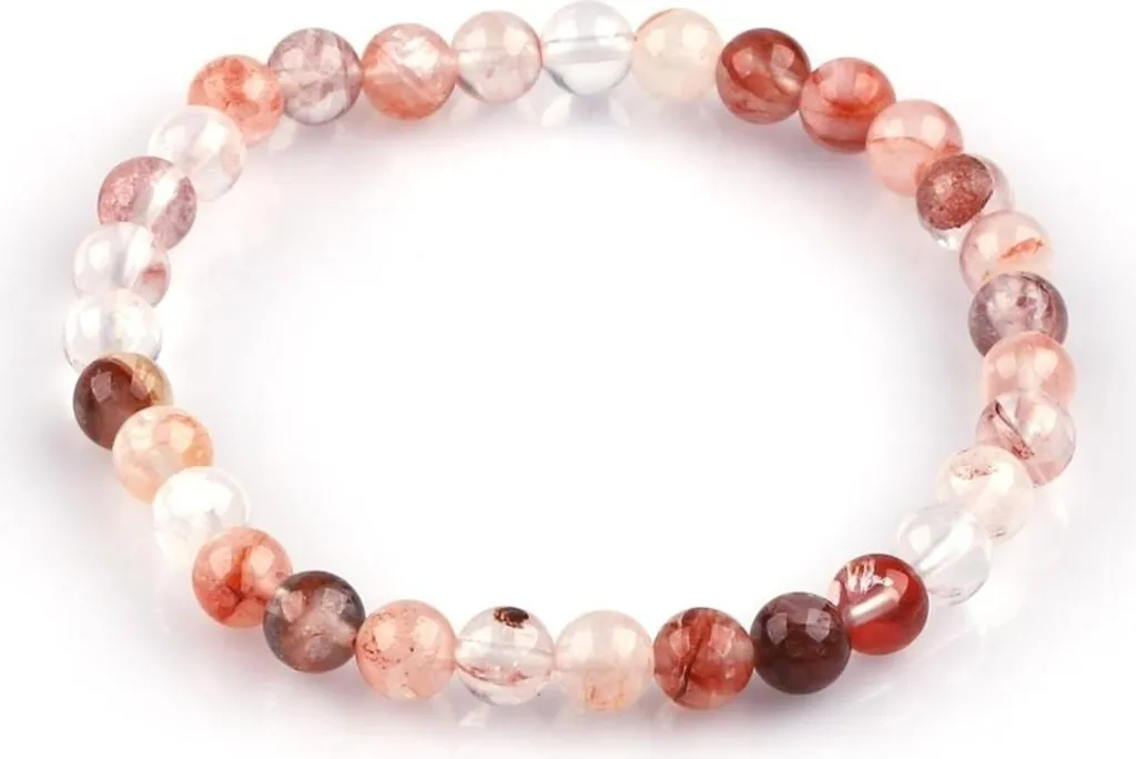 Bracelet élastique en pierres naturelles quartz hématoïde rouge 6mm
