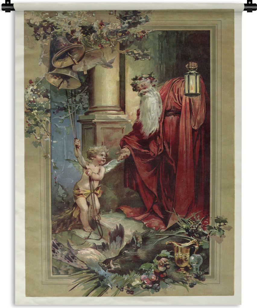 MuchoWow Wandteppich Wandbehang Weihnachtsmann - Porträt - Retro 90x120 cm Tapisserie Dekoration Wandtuch - Wanddeko