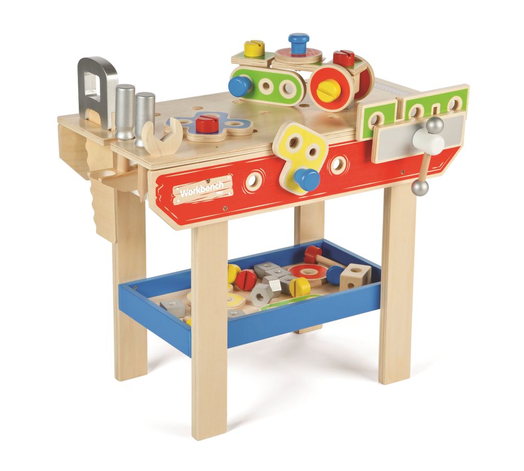 Kinderwerkbank 60x48x35,5 cm mit 43 Zubehörteilen