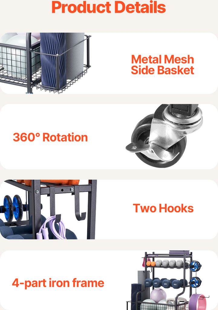 VEVOR Home Gym úložný stojan, ocelový úložný stojan, držák Obrázek produktu 4