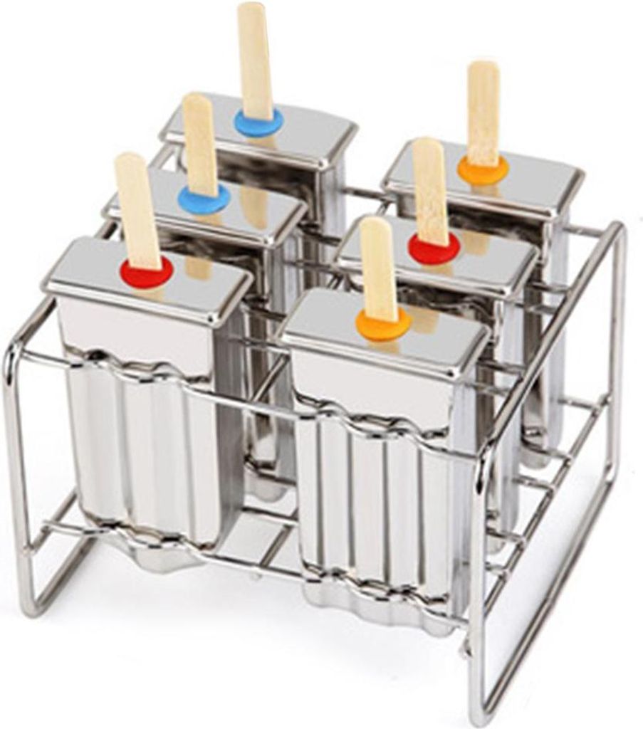6-teilige DIY-Eisform aus Edelstahl für Eiswürfel, Eis am Stiel und Eiscreme