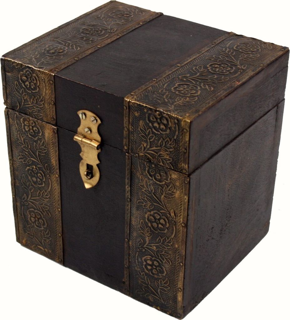 Rustikale Kleine Schatztruhe, Holzschachtel, Schmuck Dose - Modell 12, Braun, 16*15*12 cm, Dosen, Boxen & Schatullen