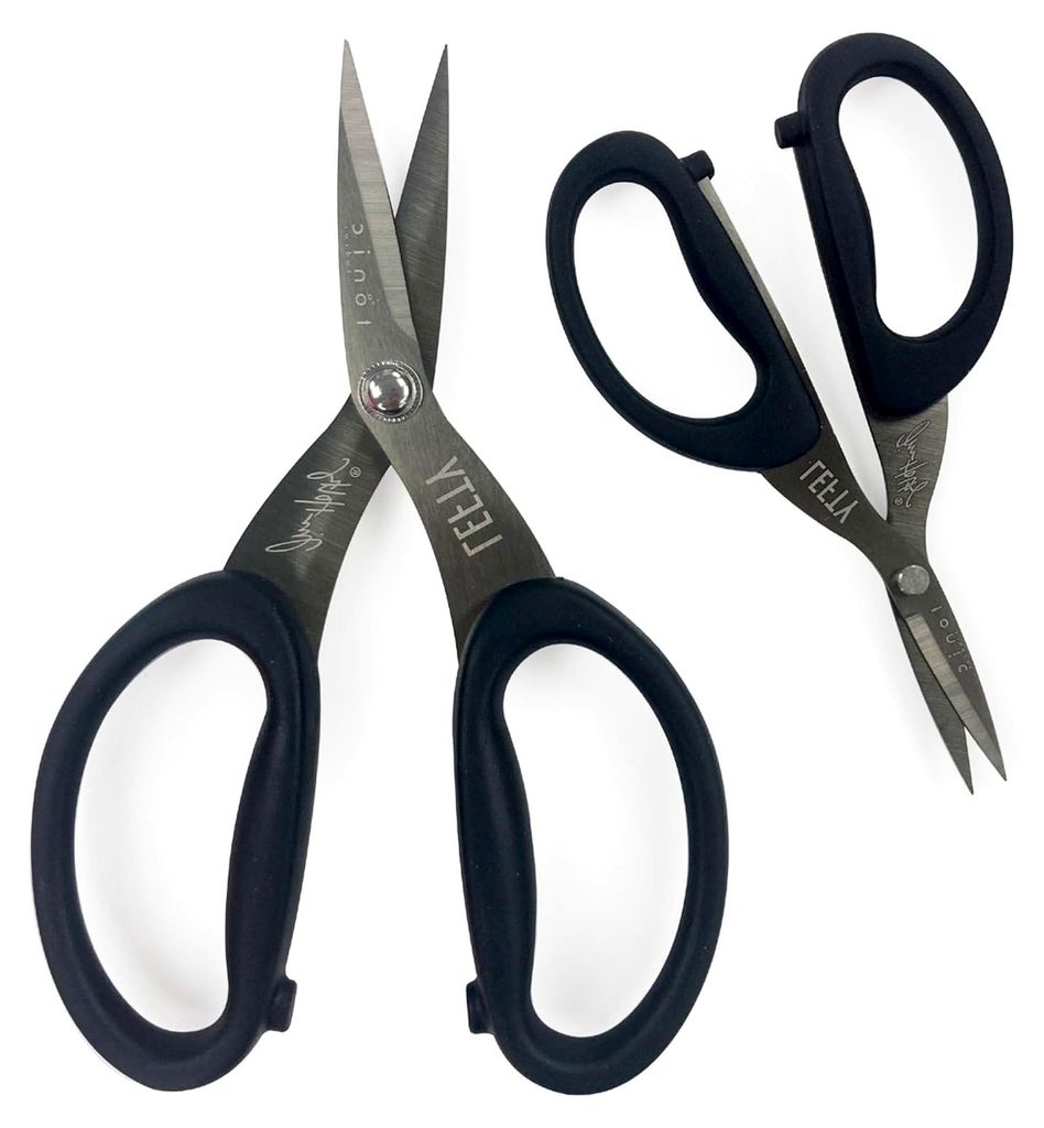 Scheren-Set für Linkshänder mit 17,8 cm Titanschere und 12,7 cm Mini-Schere, Antihaftbeschichtung und mikroverzahnten Klingen