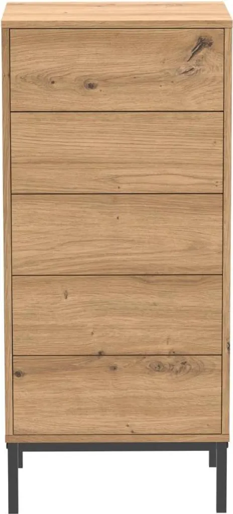 CALICOSY LENNY - Chiffonnier 5 tiroirs avec pieds en métal H100 cm