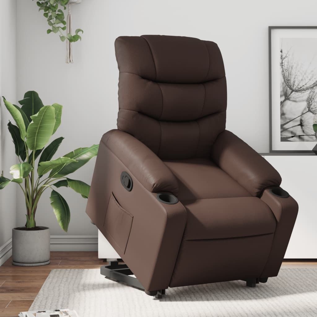 Cloris DesignMöbel Relaxsessel mit Aufstehhilfe Braun Kunstleder , Klassische Sessel 2024 Neu