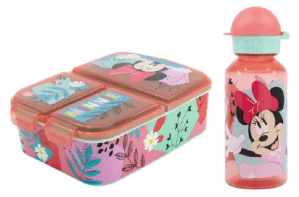 Disney Minnie Maus 2 tlg Kinder Lunch Set Brotdose Trinkflasche 370 ml
