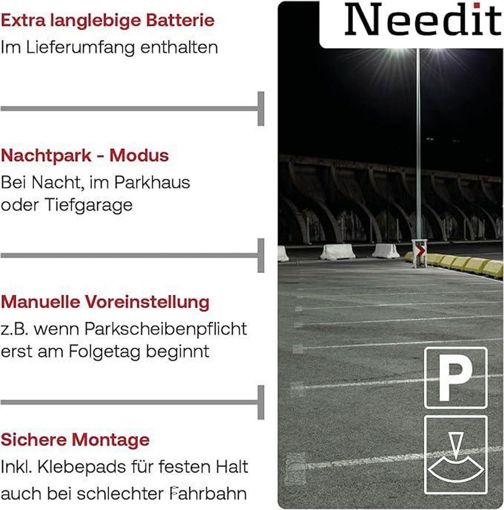 Needit Parkscheibe mit Zulassung elektronische Parkuhr Park Produktbild 7