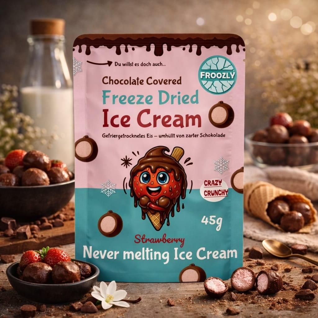 Froozly Freeze Dried Ice Cream Chocolate Covered Strawberry 45g