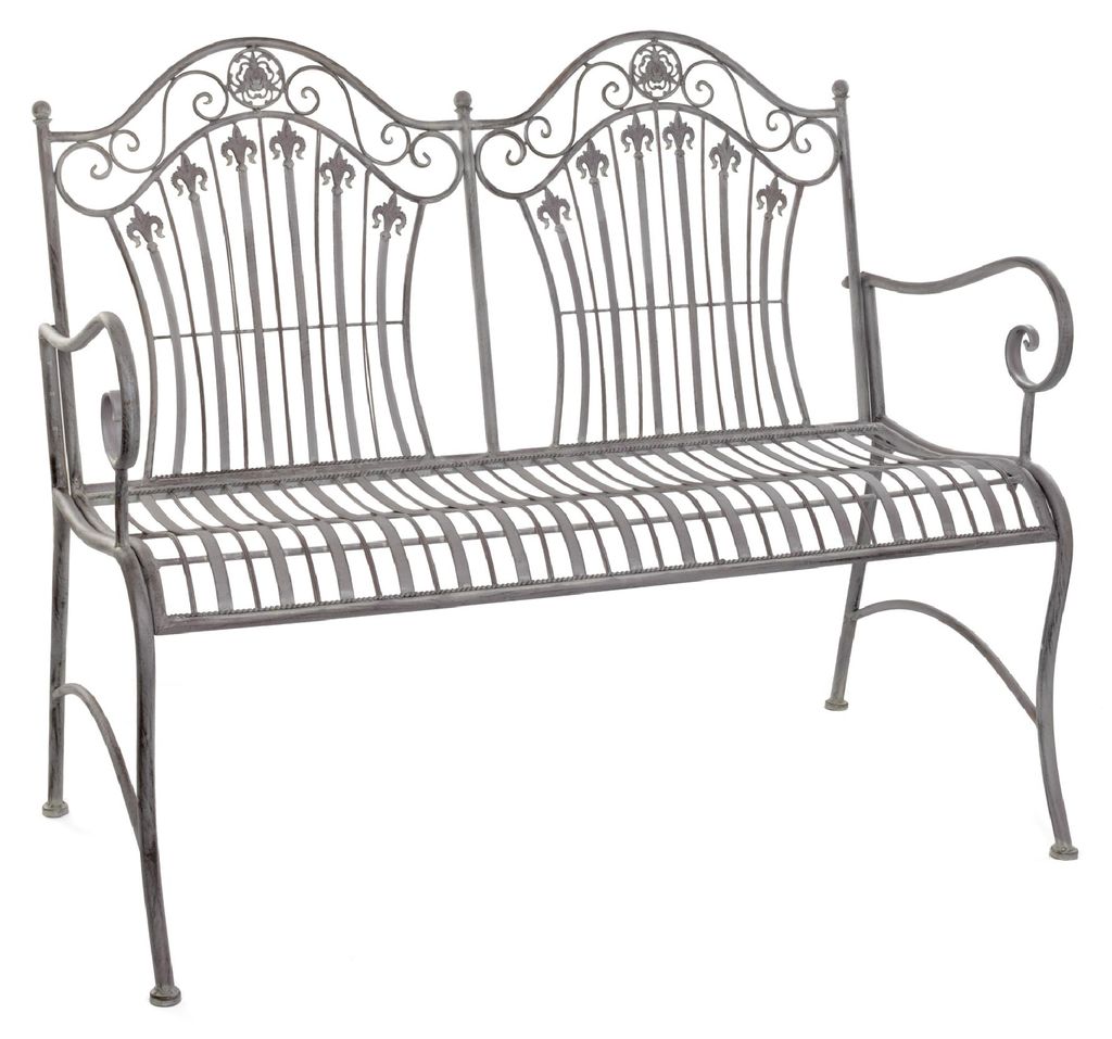 Moritz Gartenbank 113 cm Metall 2-Sitzer Altgrau - Wetterfest Garten Terrasse Balkon Landhaus