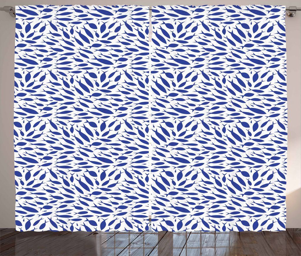 ABAKUHAUS Fisch Rustikaler Vorhang, Nautischen Leben Illustration, Wohnzimmer Universalband Gardinen mit Schlaufen und Haken, 280 x 175 cm, Violett...