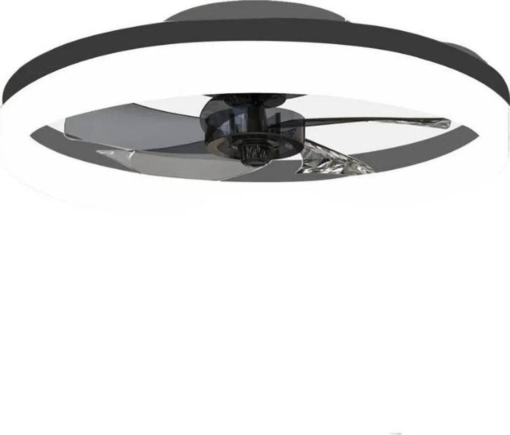 Ventilateur de plafond noir silencieux, éclairage LED et commande