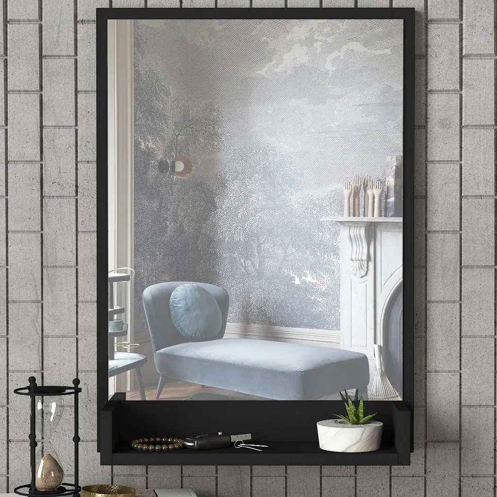 Skye Decor CostaTRH Miroir Mural Noir 75x45 cm en Panneau de Particules
