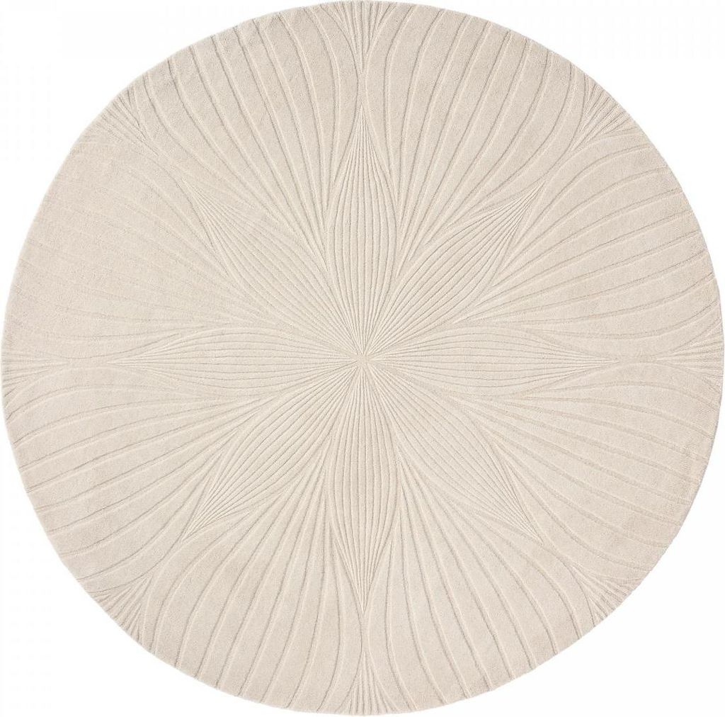 Handgefertigter runder Wollteppich mit künstlichem Uni-Muster FOLIA