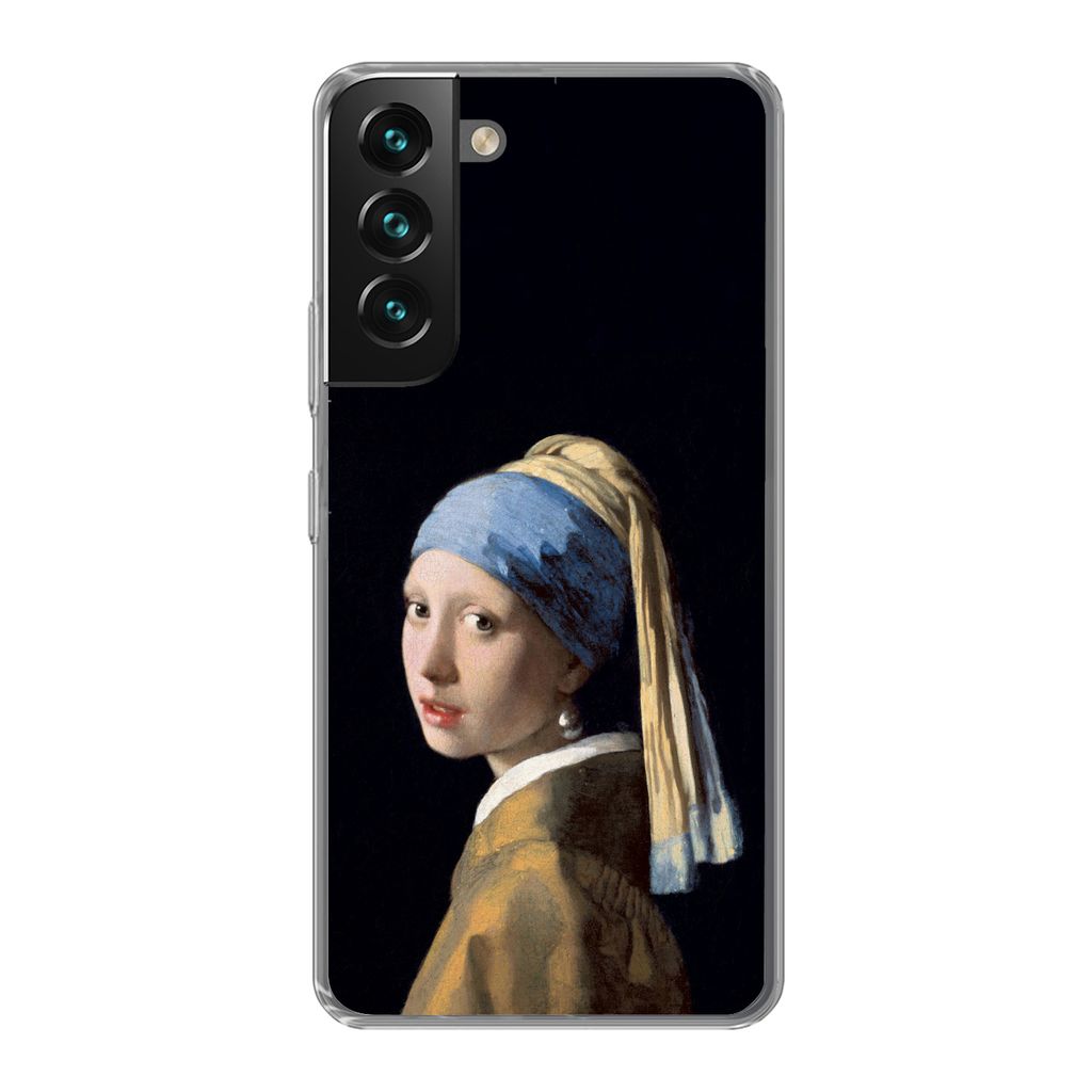 MuchoWow Handyhülle Schutzhülle Hülle für Samsung Galaxy S22 Mädchen mit Perlenohrring - Vermeer - Kunst Silikon Softcase Handy Hülle - Mob...