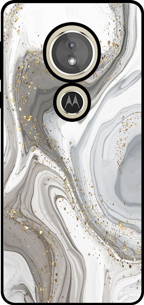 Smartphonica Handytasche passend für Motorola Moto E5 / G6 Play mit Marmordruck - TPU Rückabdeckung Fall Marmor Design - Silber