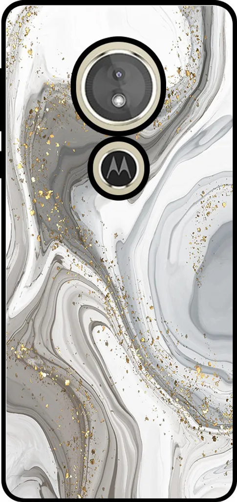 Smartphonica Custodia per telefono adatta a Motorola Moto E5 / G6 Play con stampa in marmo - Custodia posteriore in TPU con design in marmo - Argento