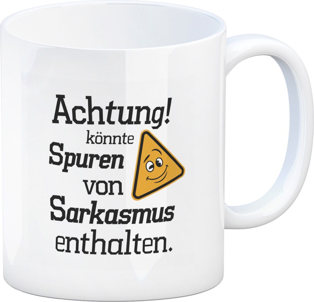 Sarkasmus Warnung Kaffeebecher Achtung kann Spuren enthalten