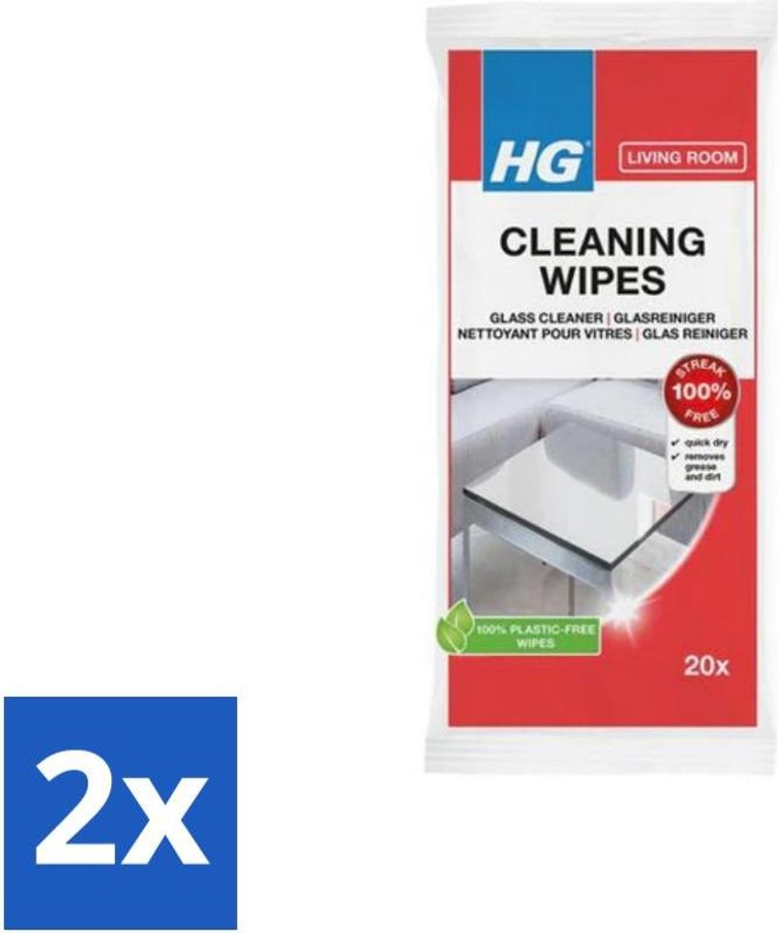 HG Reinigungstücher für Glas, 20 Stück - Vorteilspack - 2 Stücke