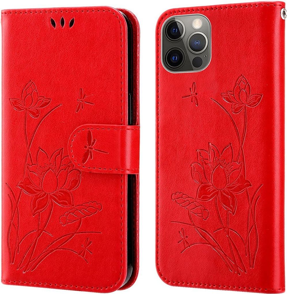 König Design Hülle kompatibel mit Apple iPhone 14 Pro Max Kunstleder Handyhülle - Handy Case Rot