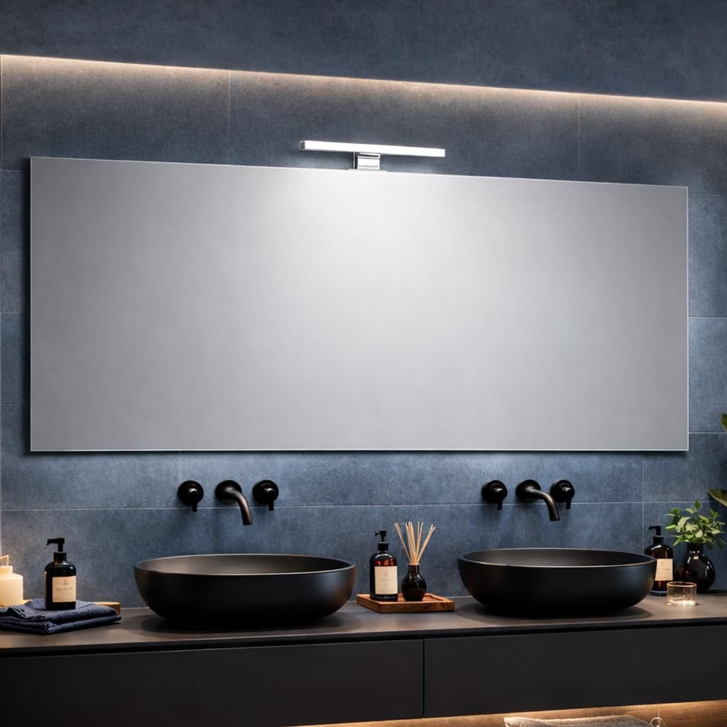 Badspiegel 120x60 mit LED Spiegelaufsteckleuchte Produktbild 