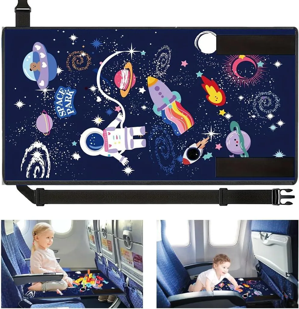 Extension de Siège Avion pour Enfant - Lit de Voyage Pliable Bleu 77x44cm