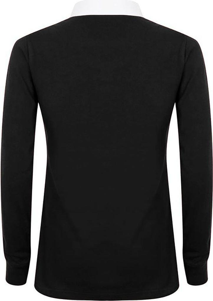Front Row Damen Rugby Polo-Shirt, Langarm RW479 (2XL) (Schwarz/Weiß)
