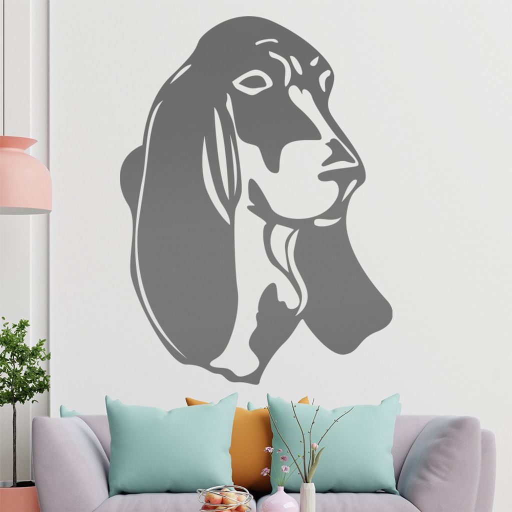 KIWISTAR Basset Hound - Ohren Hund Wandtattoo in 6 Größen - Wandaufkleber Wall Sticker - Dekoration, Küche, Wohnzimmer, Schlafzimmer, Badezimmer