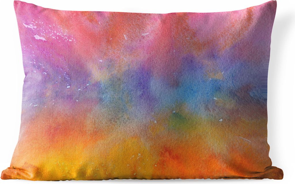 MuchoWow Outdoor Kissen - Aquarell - Rosa - Farbton - Lila - 50x30 cm - Wetterfest - Lounge Kissen - Sofa kissen - Wohnzimmer Dekoration