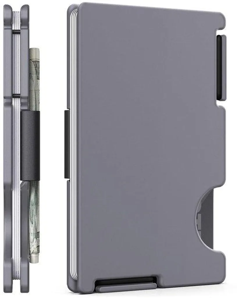 Porte-carte minimaliste gris pour homme - Protection RFID et élastique
