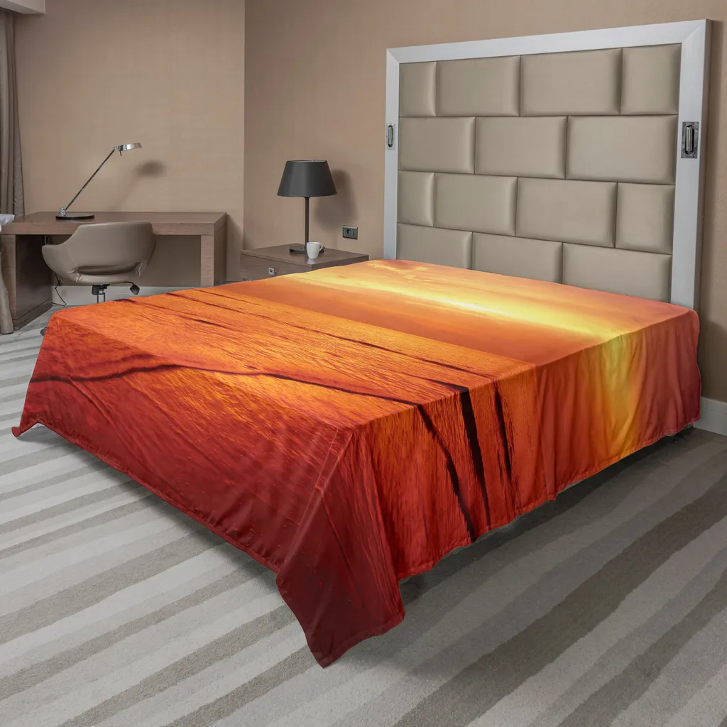 Drap de Lit Décoratif pour Chambre Ambiance Vacances 244x205 cm Jaune