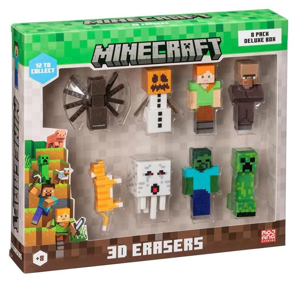 P.M.I Kids World MINECRAFT 3D ERASERS - 8 PACK DELUXE BOX Image du produit 