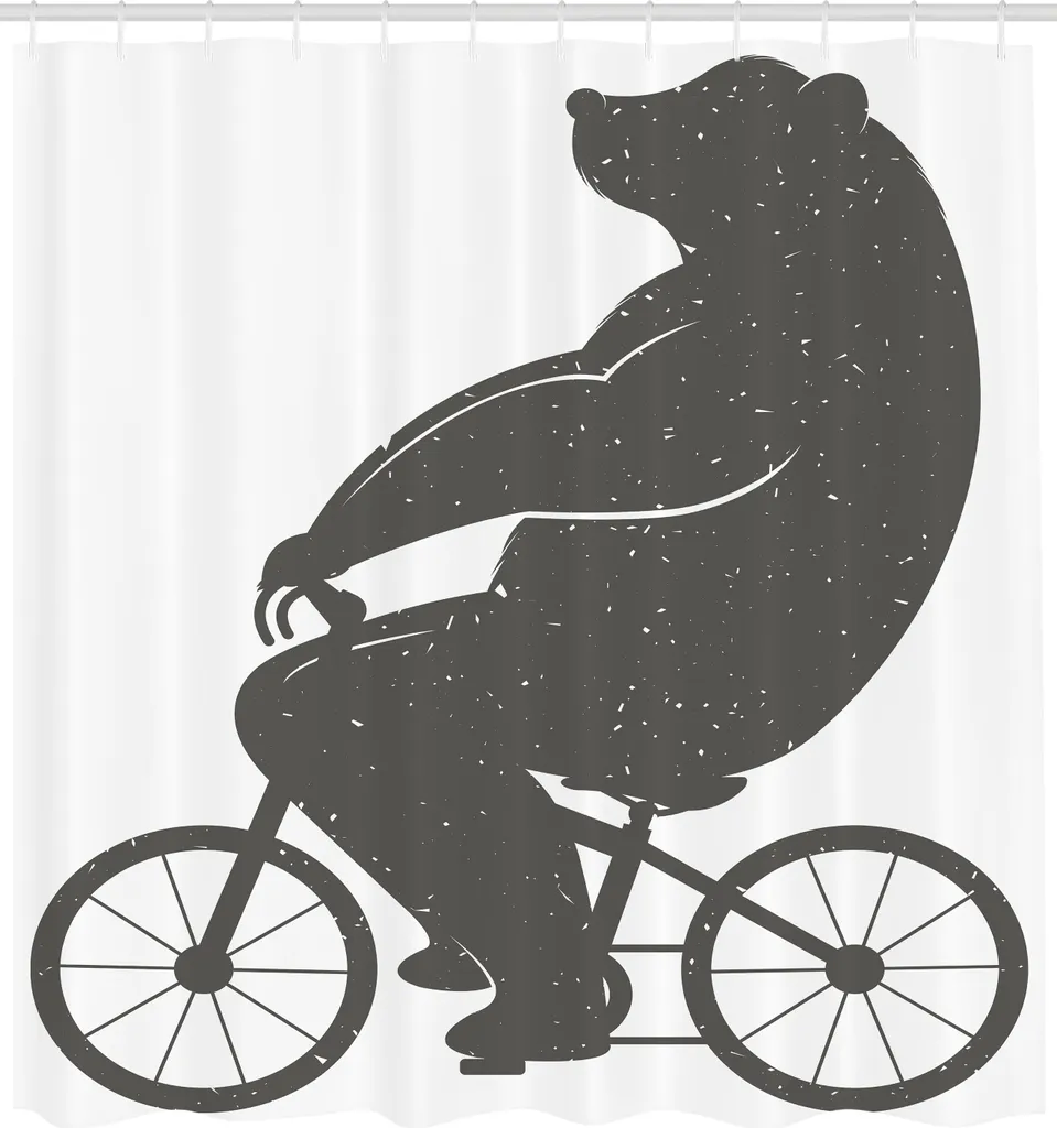 ABAKUHAUS Rideau de Douche Vintage Hipster à Vélo Gris 175 x 240 cm