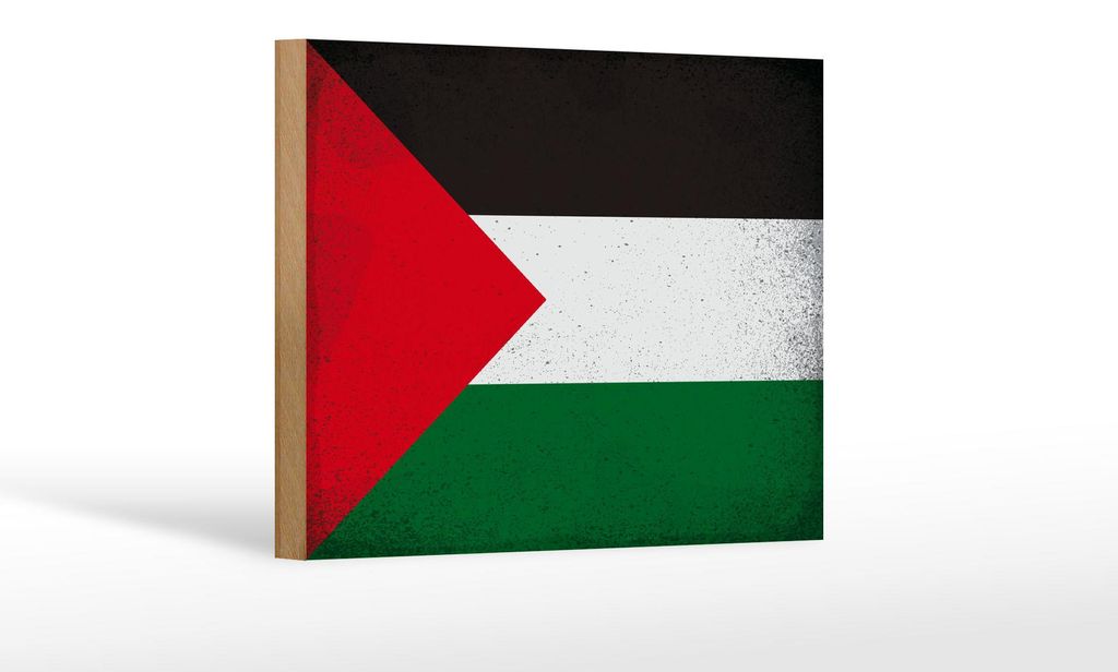 Holzschild Flagge Palästina 18x12cm Flag Palestine Vintage Dekoration