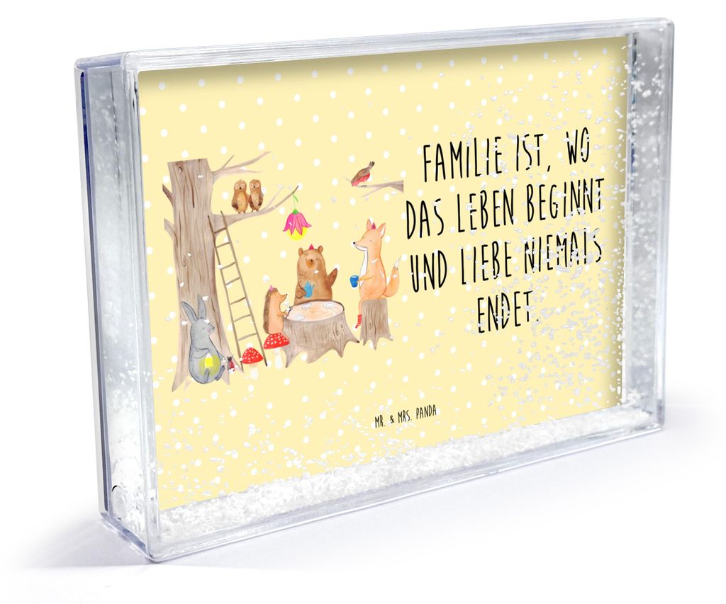 Mr. & Mrs. Panda Bilderrahmen Waldtiere Picknick - Gelb Pastell - Geschenk, Maus, Fotohalter, Hase, Fuchs, Fotoaufsteller, 3D-Bilderrahmen, Lustige...