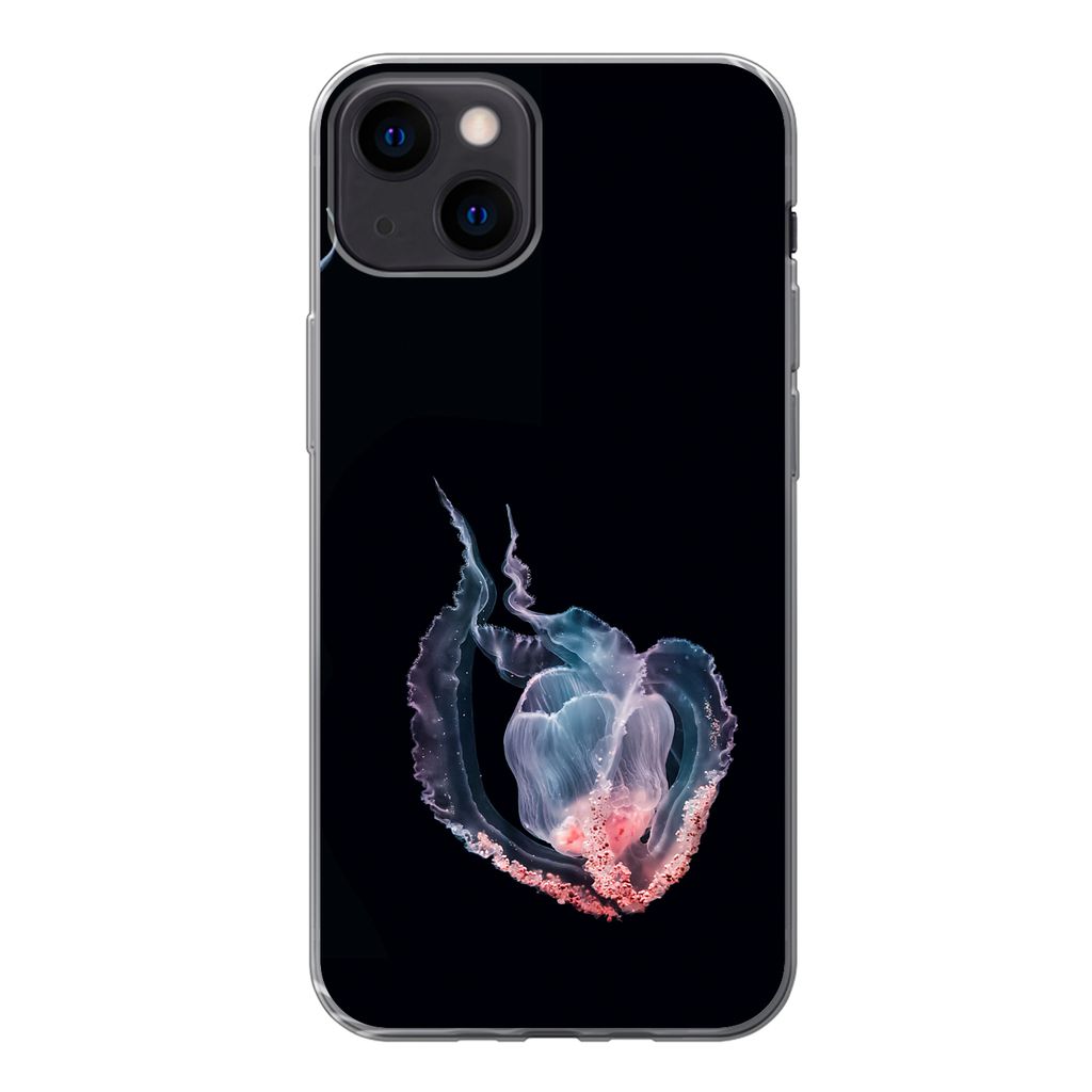 MuchoWow Handyhülle Schutzhülle Hülle für iPhone 13 Quallen - Meerestiere - Schwarz Silikon Softcase Handy Hülle - Karteninhaber