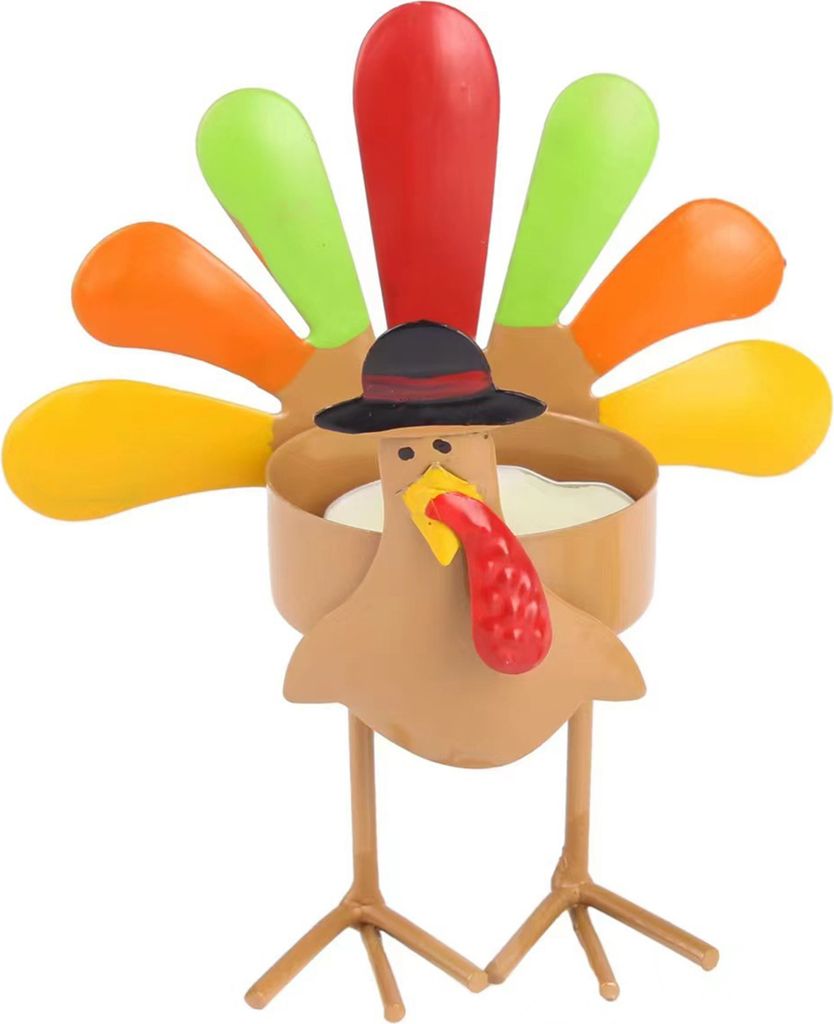 Thanksgiving Bunte Truthahn Kerzenhalter Votiv Teelicht Kerzenständer Metall Kerzenständer Dekoration Ornament Urlaub Party Tisch Mittelstück