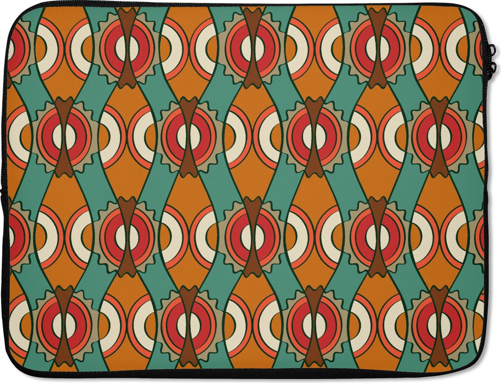 MuchoWow Laptop Hülle 17 Zoll Laptoptasche Design - Retro - Orange - Abstrakt - Zipper - Schutzabdeckung