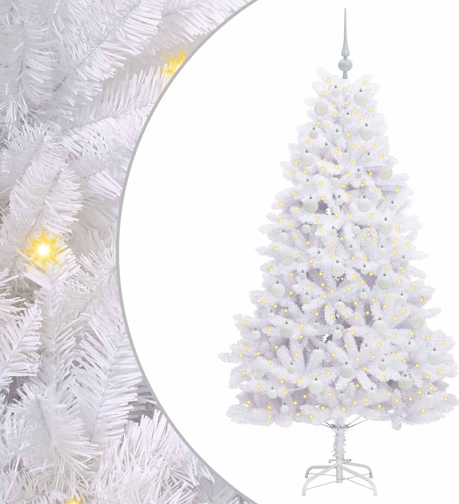 Künstlicher klappbarer Weihnachtsbaum Weiß 180 cm PVC und Stahl